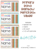 Primary Boho Rainbow Pencil Box or Desk Name Tags