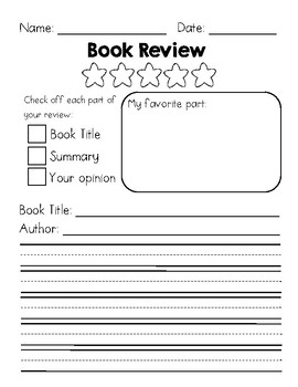 children's book review sheet