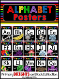 Primary Brights on Black Alphabet Posters