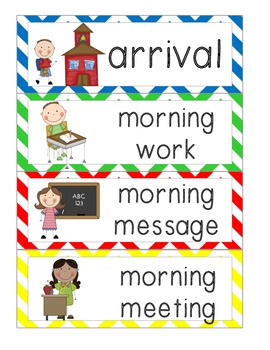 Primary Chevron Schedule Cards by Amanda Pauley | TpT