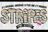 Primary Colored Striped Doodle Font (PNG Letters)