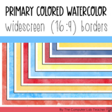 Primary Colored Watercolor Widescreen (16:9) Borders
