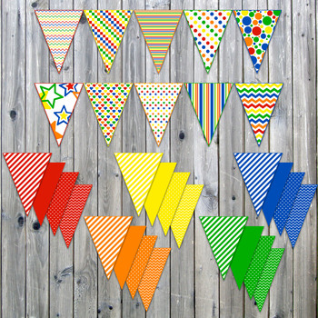 Primary Colors Banner - Printable - Includes 30 different Flags in 3 sizes