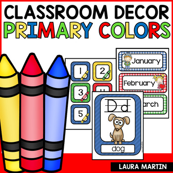 Preview of Primary Colors Classroom Decor - Primary Colors Theme - Back to School Labels - 