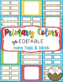 Primary Colors EDITABLE Name Tags and Labels