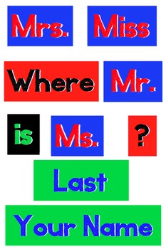 Preview of Primary Colors Polka Dot - WORDS for your Where is the counselor sign