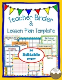 Primary Colors Teacher Binder/Lesson Plan Template- EDITABLE
