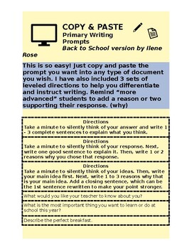 Preview of Primary Copy & Paste Quick Writes
