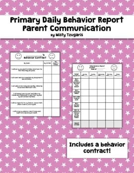 Preview of Primary Daily Behavior Report Parent Communication and Behavior Contract