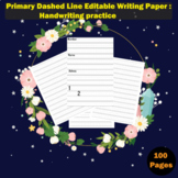 Primary Dashed Line Editable Writing Paper : Handwriting -