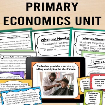 Preview of Primary Economics Unit: Wants, Needs, Goods and Services (Financial Literacy)