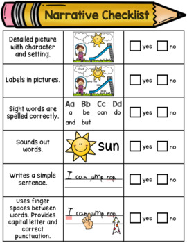 Preview of Kindergarten Editing Checklist - Narrative Writing