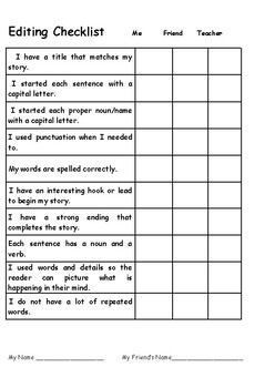 Preview of Primary Editing Checklist