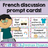 Primary French discussion prompt cards