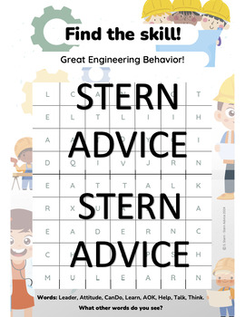 Preview of Primary Grades Engineering Behavior Word Find