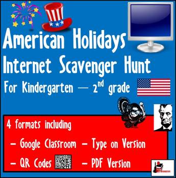 Preview of Internet Scavenger Hunt - American Holidays - Distance Learning