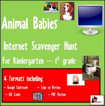Preview of Internet Scavenger Hunt - Animal Babies - Distance Learning
