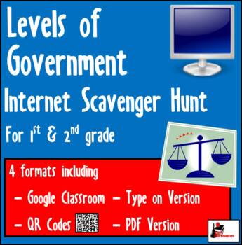 Preview of Internet Scavenger Hunt - Levels of Government - Distance Learning