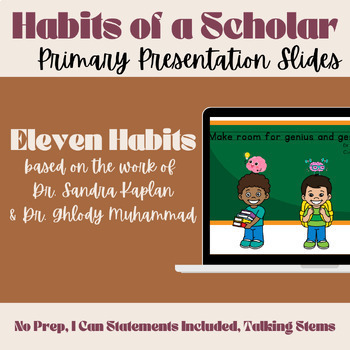 Preview of Habits of a Scholar Google Slides Presentation & Poster/Anchor BUNDLE (K-2)