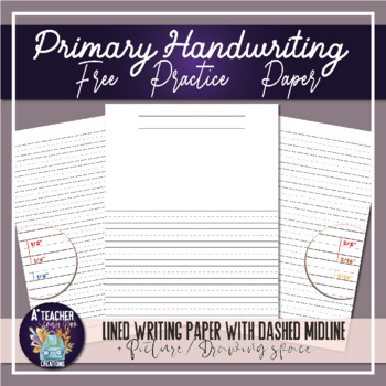 Preview of Primary Handwriting Practice Paper ( Lined With Dashed Midline and Story Space)