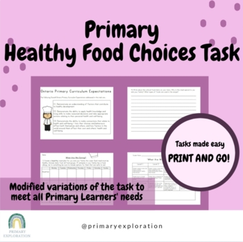 Preview of Primary Healthy Food Choices Assessment Task with Rubric: Health and Phys Ed