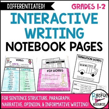 Preview of Interactive Writing Notebook Pages for Grade 1 and Grade 2