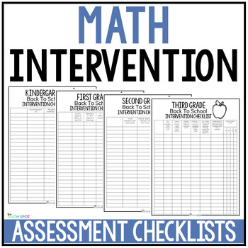 Preview of Math Intervention Assessment Checklists | Kindergarten, 1st, 2nd and 3rd Grade