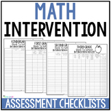 Math Intervention Assessment Checklists | Kindergarten, 1s
