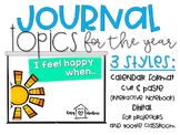 Primary Journal Topics for the Year! *UPDATED* Interactive