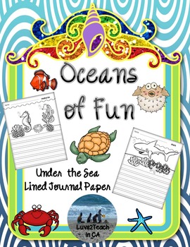 Preview of Primary Lined Journal Writing Paper for Sea Life / Ocean Animals Themes