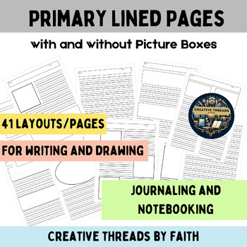 Preview of Primary Lined Pages for Writing and Journaling - Template Pack w/ Picture Boxes