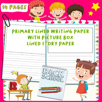 Preview of Primary Lined Writing Paper With Picture Box & Drawing Art Space |  Lined Story