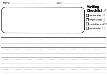 Preview of Primary Lined Writing Paper With Visual Checklist and Space for Illustration