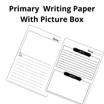 Preview of Primary Lined Writing Paper with Picture Box and Creative Drawing Area