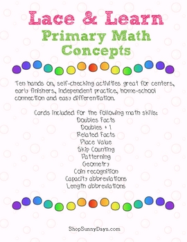 Preview of Primary Math Lace and Learn