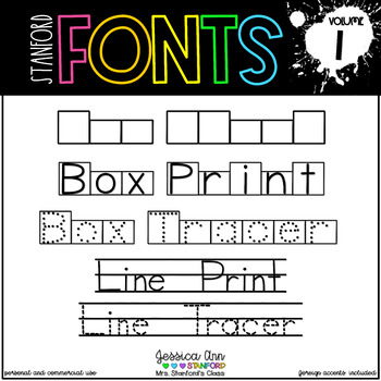 Preview of Primary Math & Lined Tracing Handwriting Fonts - Stanford Font Bundle Volume 1