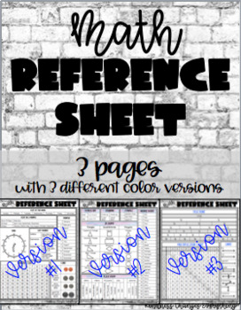 Preview of Primary Math Reference Sheet