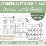 NO PREP Kindergarten Relief or Substitute Teacher Math Wor