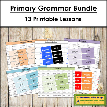 Preview of Primary Montessori Grammar Bundle (color-coded)
