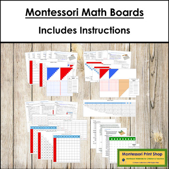 Preview of Primary Montessori Math Boards Bundle - Four Operations & Instructions