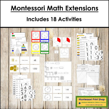 Preview of Primary Montessori Math Extensions Bundle