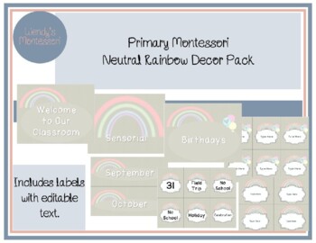 Preview of Primary Montessori Neutral Rainbow Decor Pack
