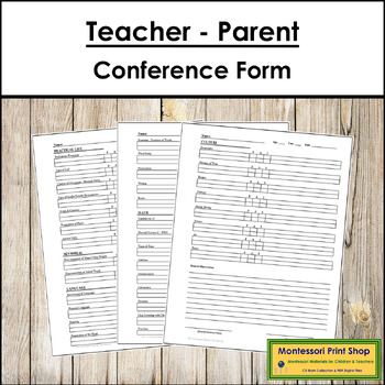Preview of Primary Montessori Teacher-Parent Conference Form