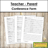 Primary Montessori Teacher-Parent Conference Form