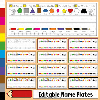 Primary Name Plates Editable Rainbow Pencil Student Desk Tags Back to ...