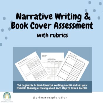Preview of Primary Narrative Writing & Book Cover Assessment Grade 1, 2, 3, Media Literacy