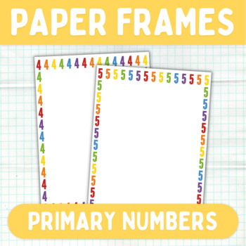 Preview of Primary Numbers - Printable Paper Frames - Rainbow Colors