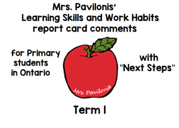 Preview of Primary Ontario Learning Skills Comments (In-Person AND VIRTUAL!) Term 1