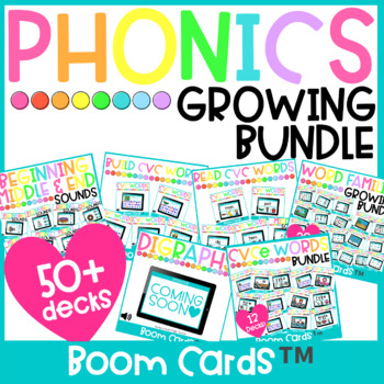 Preview of Primary Phonics Boom Cards Growing Bundle