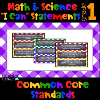 Preview of Primary Picnic Common Core "I Can" Bundle - ELA, Math, Science & S.S-First(1st)